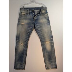 RARE R13 Jeans Mens 32 (Fits 36x31) "Low" Fulham Blue Rip - Thrashed Italy
